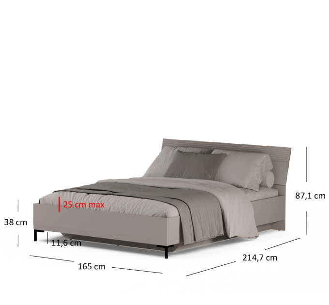 DOMINICA ліжко 160 з підйомним механізмом taupe / дуб silverjack