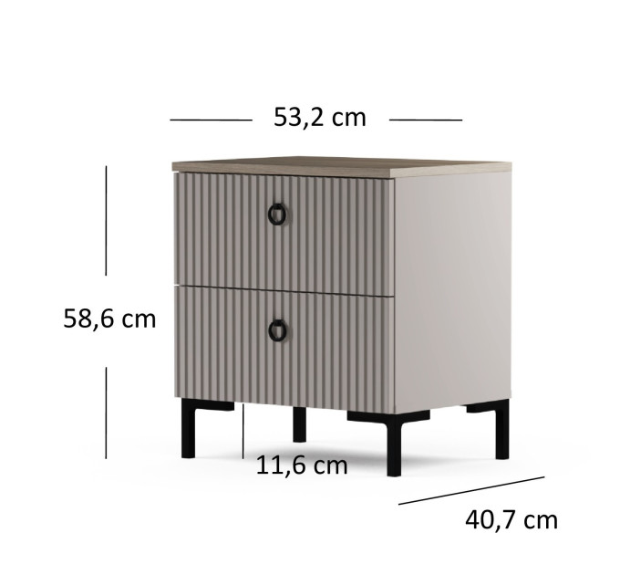 DOMINICA шафка приліжкова 2s taupe / дуб silverjack