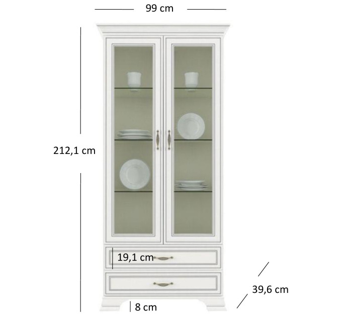 TIFFANY вітрина 2w2s woodline крем