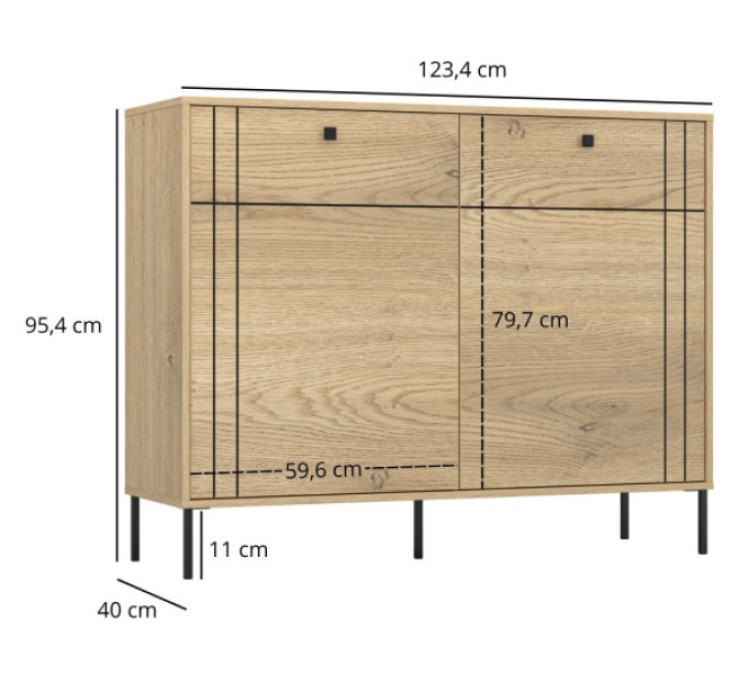 CROSS LINE комод 2d дуб cremona