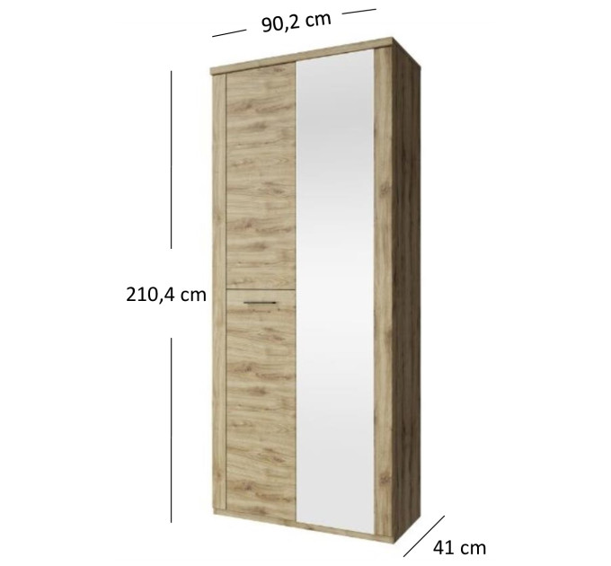 DOORSET шафа з дзеркалом 2d дуб navarra