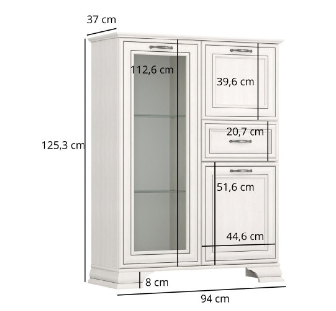 TIFFANY II комод з баром 1d1w1s1b fineline крем