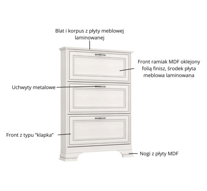 TIFFANY II шафка для взуття 3k fineline крем