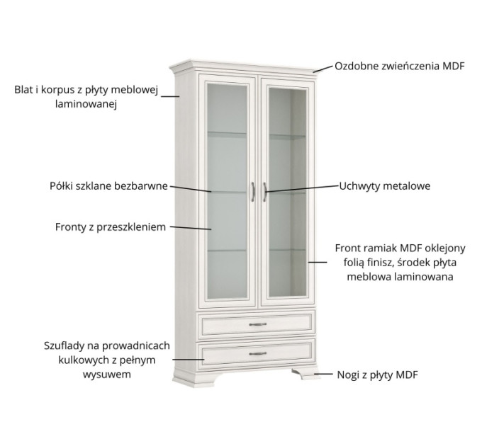 TIFFANY II вітрина 2w2s fineline крем