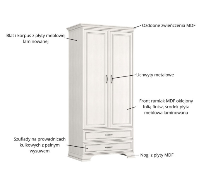 TIFFANY II шафа 2d2s fineline крем